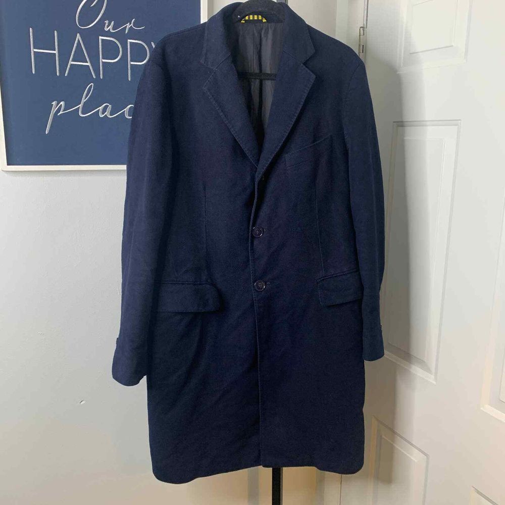 Piombo Mens Jacket Size 50 Blue Single Breasted Trench Coat Pockets‎ Casual